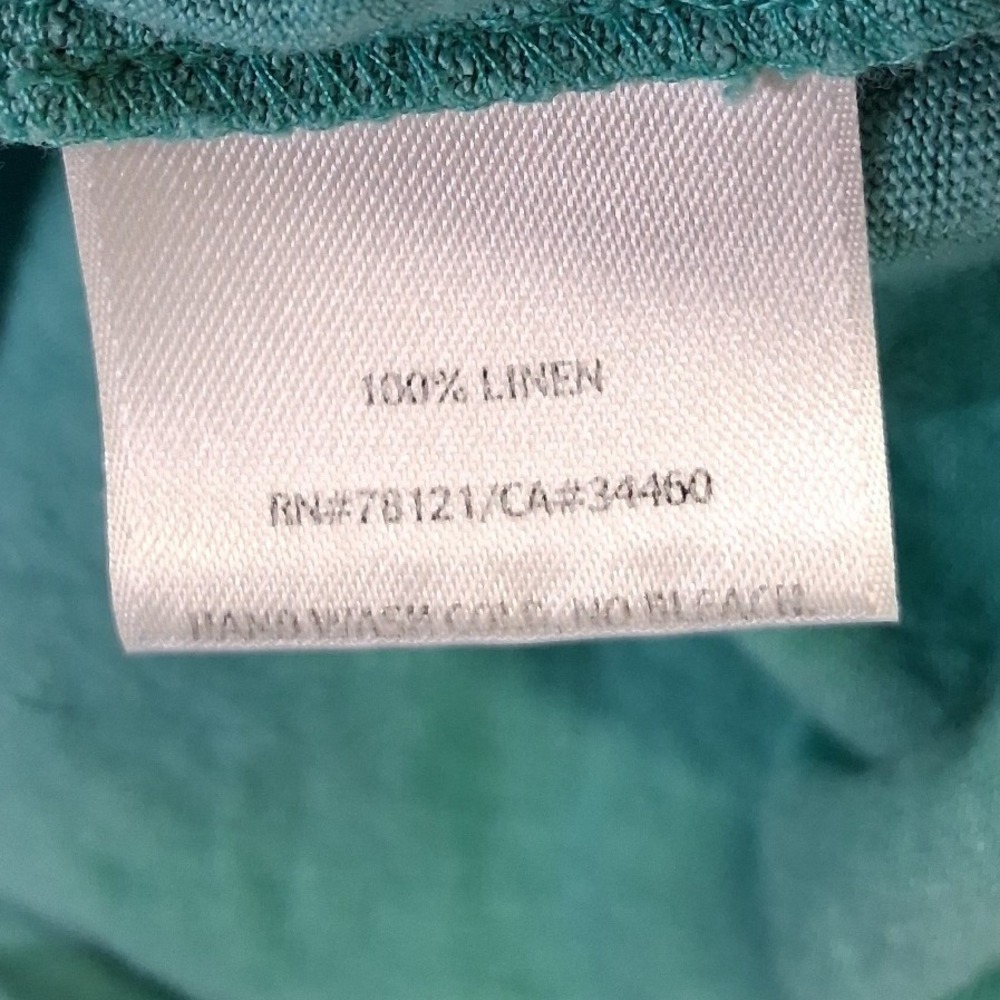 Eileen Fisher Green 100% Linen Knit Scoop Neck 3/4 Sleeve Pocket Top XS - Picture 8 of 8